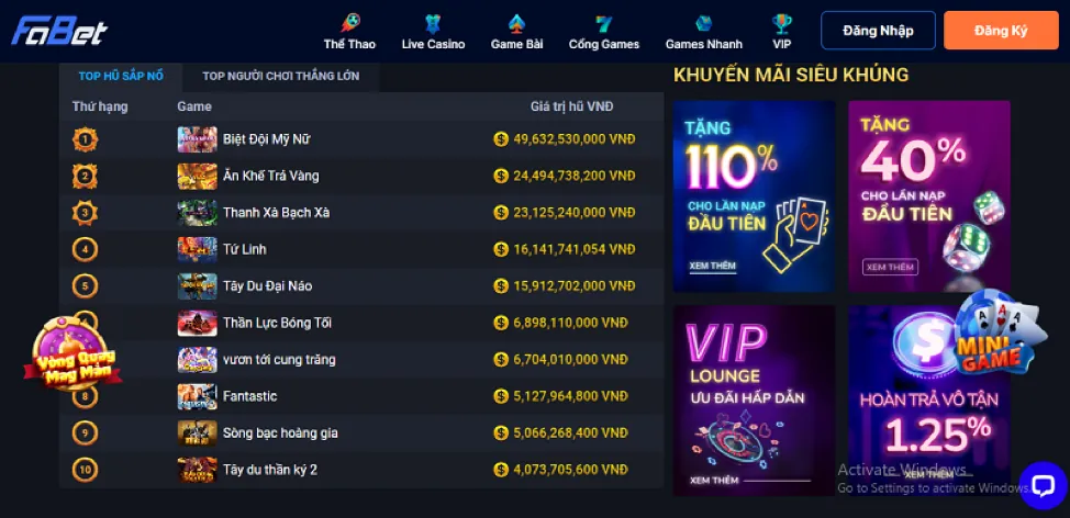 Thưởng nạp lại cho các lần gửi tiền tiếp theo tại f18678 casino